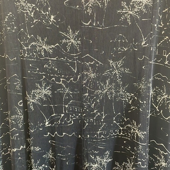 Chico's Travelers Navy Blue Palm Tree Print Stretchy Fit & Flare Dress Medium - Picture 2 of 6